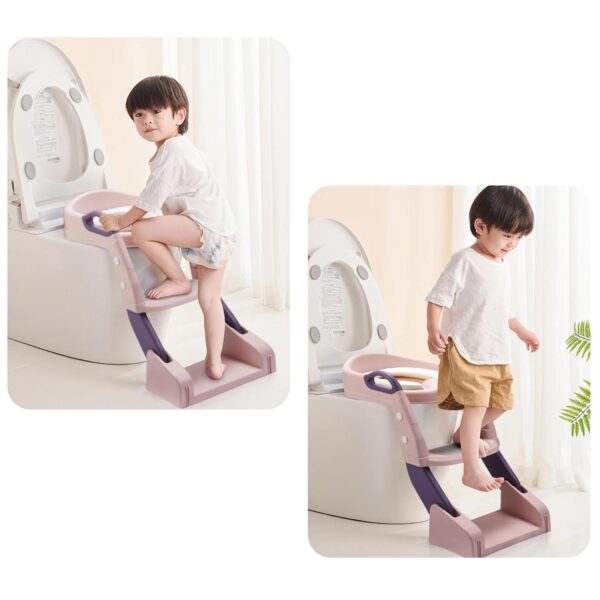 ESCALERA DE BAÑO PARA BEBE ROSADA CON BACINILLA - MD