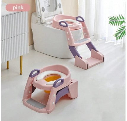 ESCALERA DE BAÑO PARA BEBE ROSADA CON BACINILLA - MD