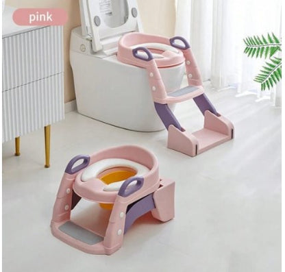 ESCALERA DE BAÑO PARA BEBE ROSADA CON BACINILLA - MD