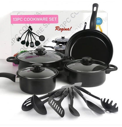 SET DE OLLAS Y SARTENES ANTIADHERENTES JUEGO DE UILIOS DE COCINA DE 13