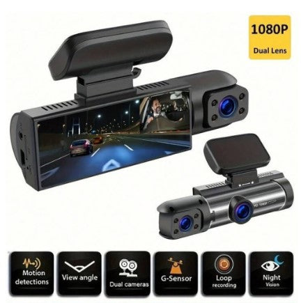 Cámara grabadora de video frontal/trasera/interior cámara de tablero de doble lente para automóvil HD 1080P MD-12705